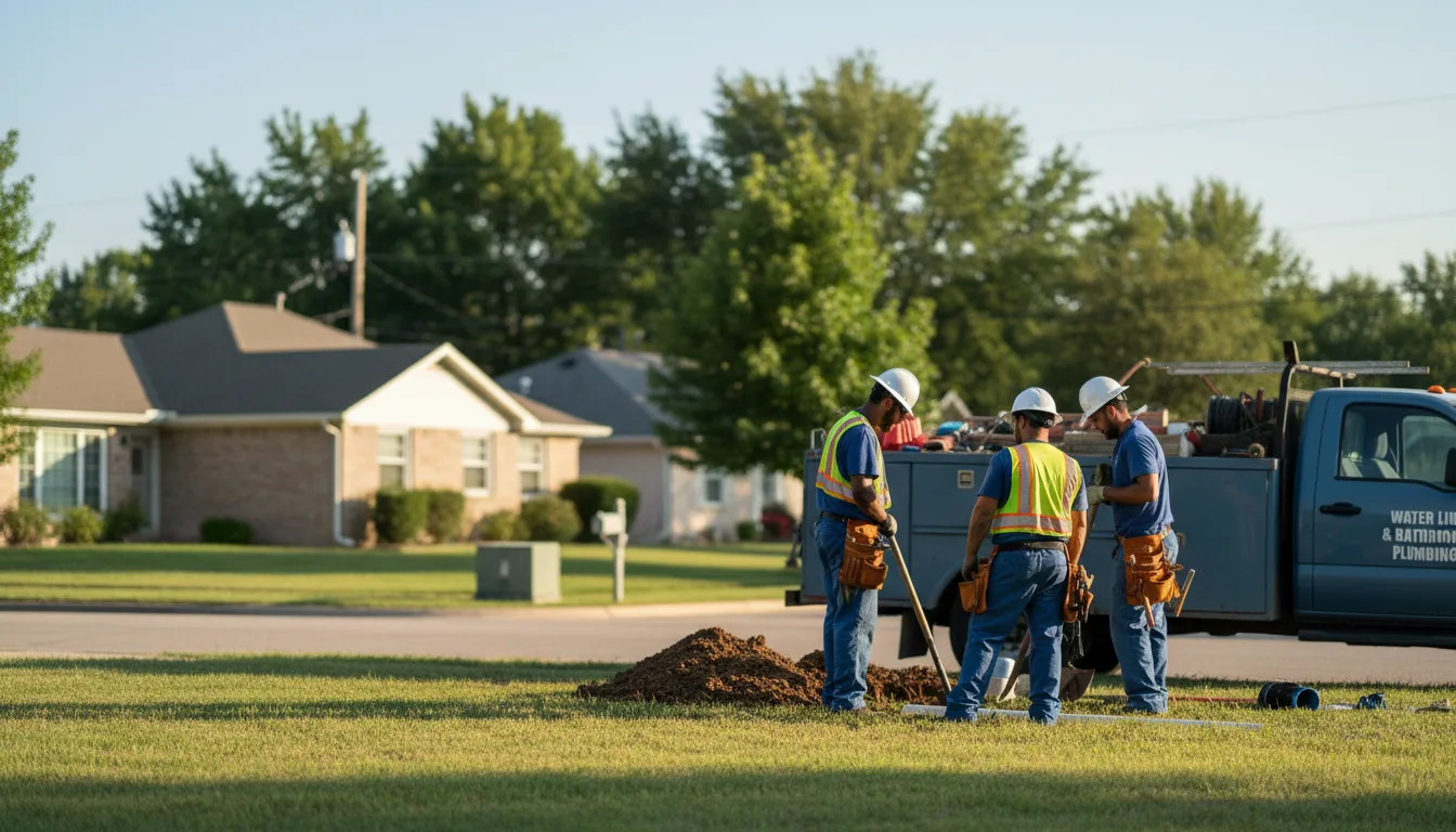 Residential water line and bathroom plumbing service in Moyers, OK
